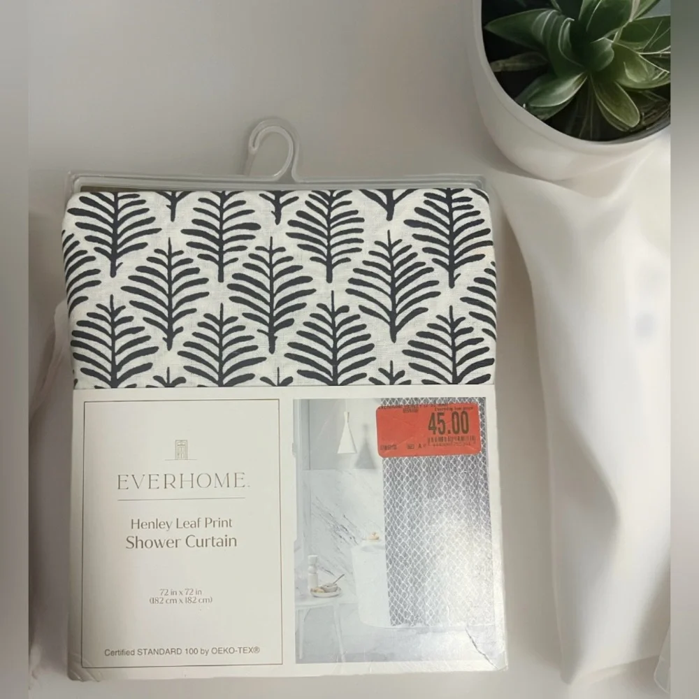 Everhome 72-Inch X 72-Inch Henley Leaf Long Shower Curtain in Maritime Blue